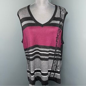 CLAIRE FRANCE NWT Womens size 1X embroidered studded SHIRT sweater vest